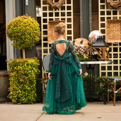 Emerald Green Isabella Heart Shape Big Bow Dress Gown
