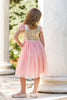 Skylar Sparkle Dress Angel Sleeve Vintage Pink & Gold Sequin - Just Couture