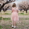 Ariana Ultra Light Pink Petal Sleeve Knee/Tea Length Dress - Just Couture